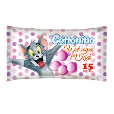 Servetele umede Tom&Jerry Bubble Gum, 15 bucati, Cottonino