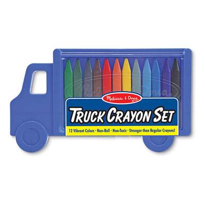 Set 12 creioane colorate triunghiulare Truck, Melissa&Doug
