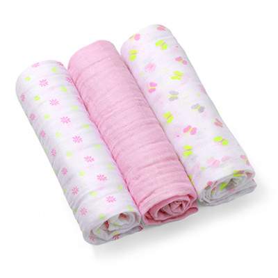 Set 3 scutece textile bumbac roz, 382/05, Babyono