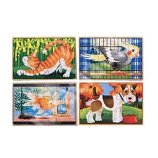 Set 4 puzzle de lemn in cutie cu animale de companie, MD3790, Melissa&Doug