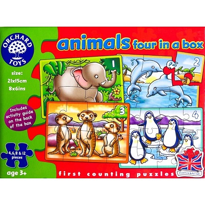 Set patru puzzle, lumea animalelor, Orchard Toys 