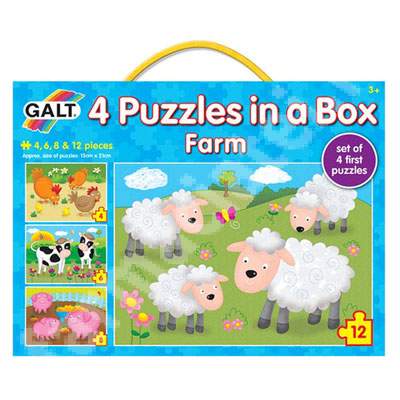 Set puzzle in cutie cu ferma, 4 puzzle, 1003913, Galt
