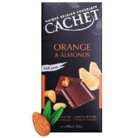Ciocolata neagra cu 57% cacao, portocale si migdale, 100 g, Cachet