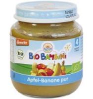 Piure Bio de mere si banane Bio Bambini, +4luni, 125 g, Sunval