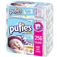 Servetele umede Pufies Baby Art Sensitive, +0 luni, 4x64 bucati, Ficosota Sintez
