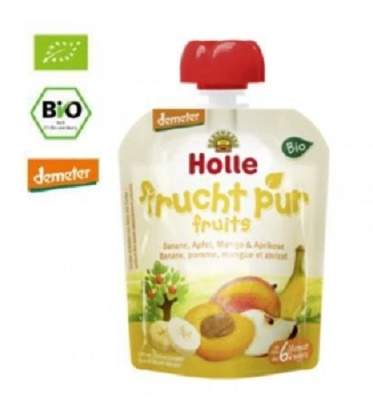 Suc Eco din Banane, Mere, Mango si Caise, +6 luni, 90gr, Holle
