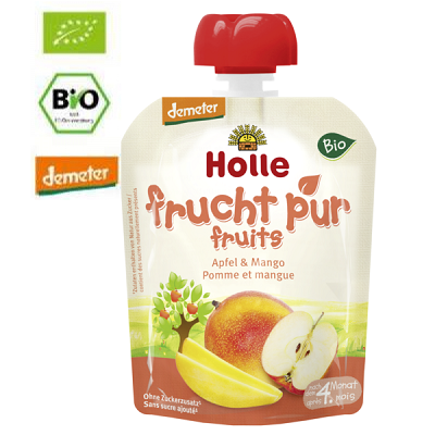 Suc Eco din Mere si Mango, +4 luni, 90gr, Holle Baby Food