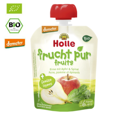 Suc Eco din Pere, Mere si Spanac, +6 luni, 90 g, Holle Baby Food