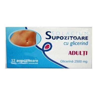Supozitoare cu glicerina pentru adulti 2500 mg, 12 bucati, Solacium Pharma
