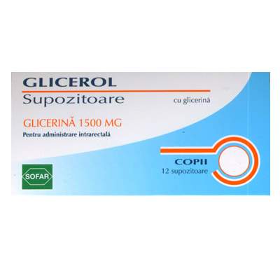 Supozitoare pentru copii Glicerol 1500 mg, 12 supozitoare, Sofar