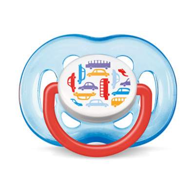 Suzeta ortodontica din silicon cu design baieti, 6-18 luni SCF172/14, Philips Avent