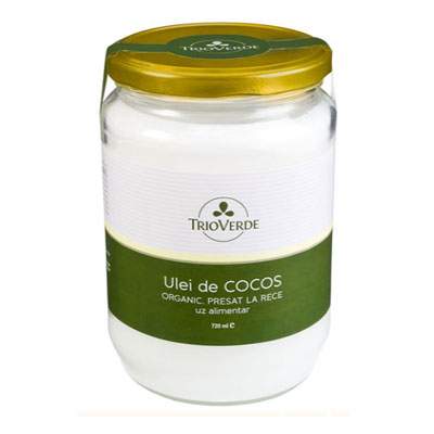 Ulei de cocos Bio presat la rece, 720 ml, Trio Verde