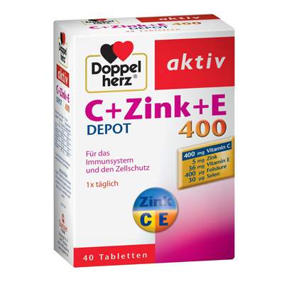 Vitamina C 400 Doppel Herz + Zinc + Vitamina E, 40 tablete, Queisser Pharma