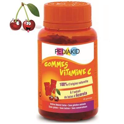 Vitamina C cu Acerola gumate, 60 bucati, Pediakid