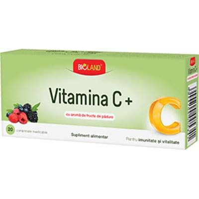 Vitamina C+ cu aroma fructe de padure, +4 ani, 20 comprimate, Bioland