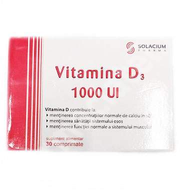 Vitamina D3 1000 UI, 30 comprimate, Solacium Pharma