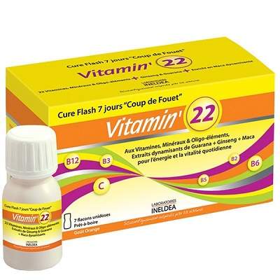 Vitamine 22 Flash, 7 doze x 30 ml, Indelea