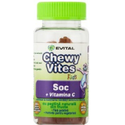 Vitamine tip jeleuri masticabile Soc si Vitamina C, 30 bucati, Chewy Vites