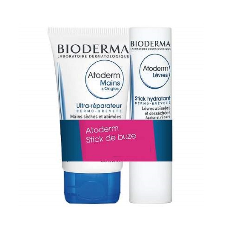Crema de maini Atoderm + Stick de buze, Bioderma