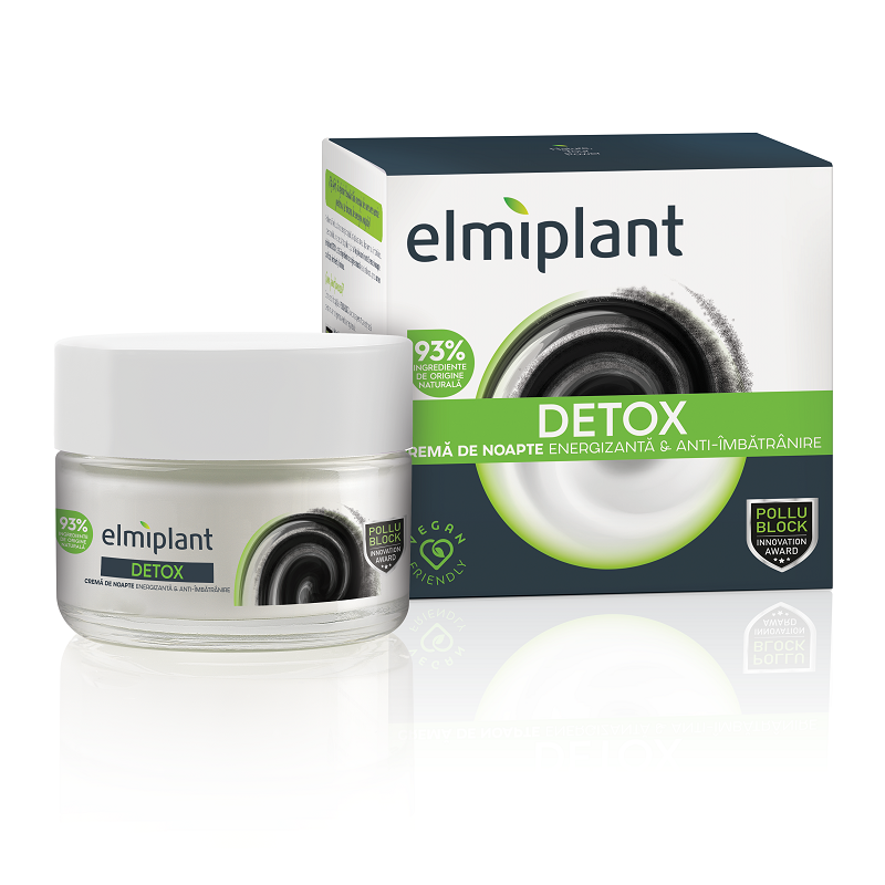 Crema de noapte detox energizanta anti-imbatranire, 50 ml, Elmiplant