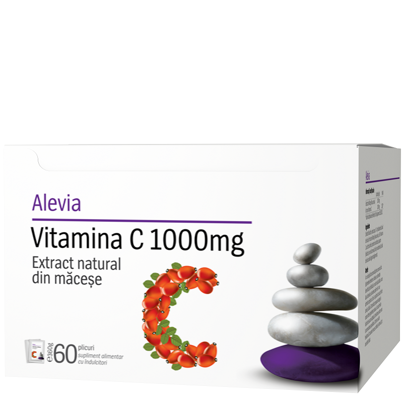 Vitamina C 1000 mg cu extract din Macese, 60 plicuri, Alevia