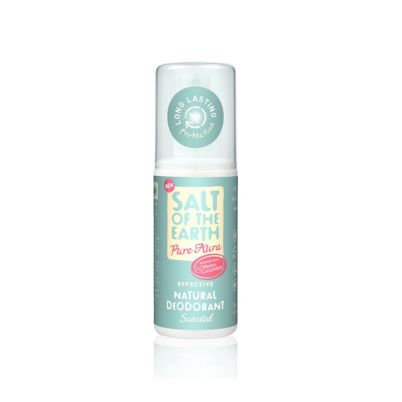 Deodorant spray cu pepene si castravete, Salt Of The Earth Pure Aura, 100 ml, Crystal Spring