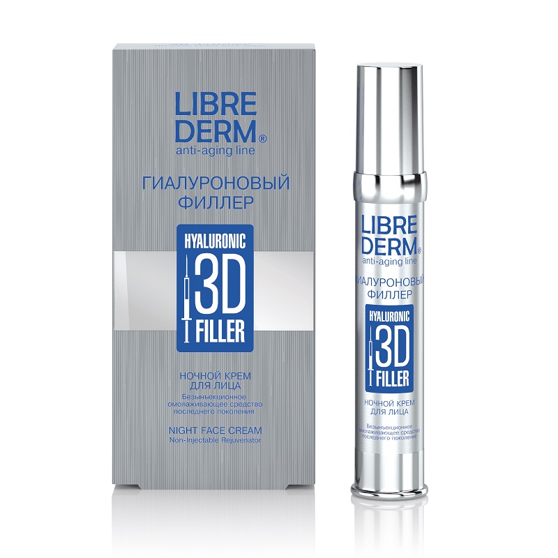Crema de noapte pentru fata, 30 ml, Hyaluronic 3D Filler, Librederm