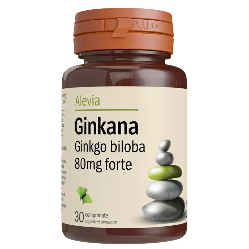Ginkana Ginkgo Biloba Forte 80mg, 30 comprimate, Alevia