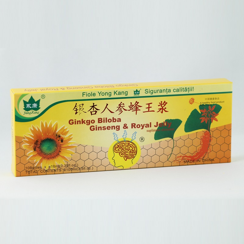 Ginkgo Biloba Ginseng si Royal Jelly, 10 fiole x 10 ml, Only Natural
