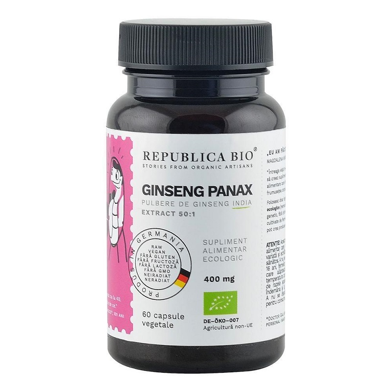 Ginseng Panax 400 mg, 60 capsule, Republica Bio
