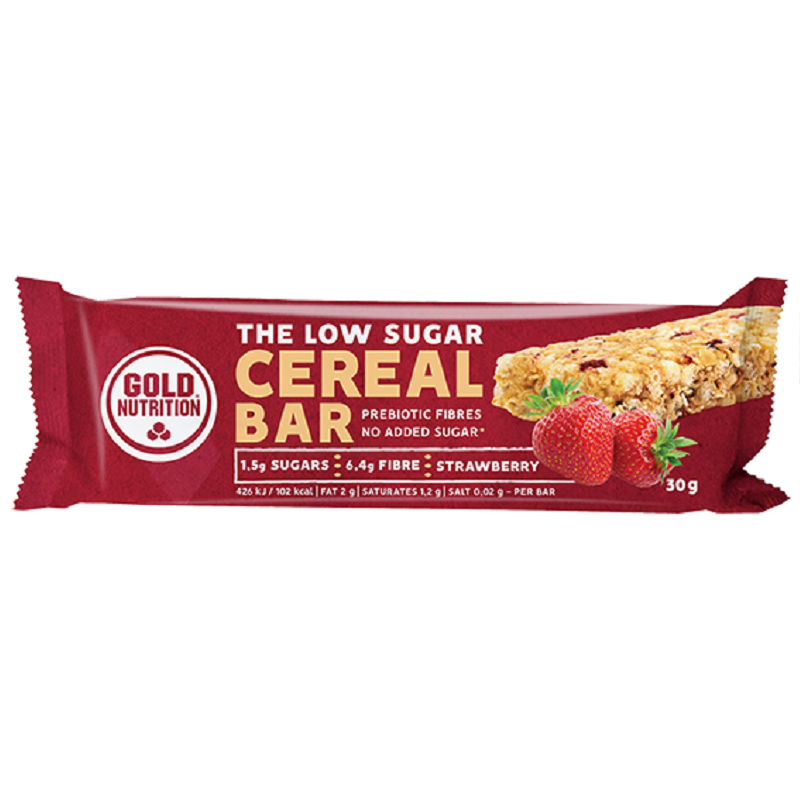 Baton de cereale cu capsuni Low Sugar, 30 g, Gold Nutrition