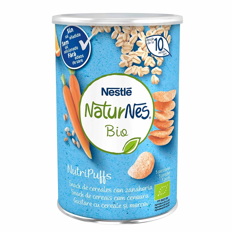 Gustare din cereale si morcovi NaturNes Bio, +10luni, 35 g, Nestle