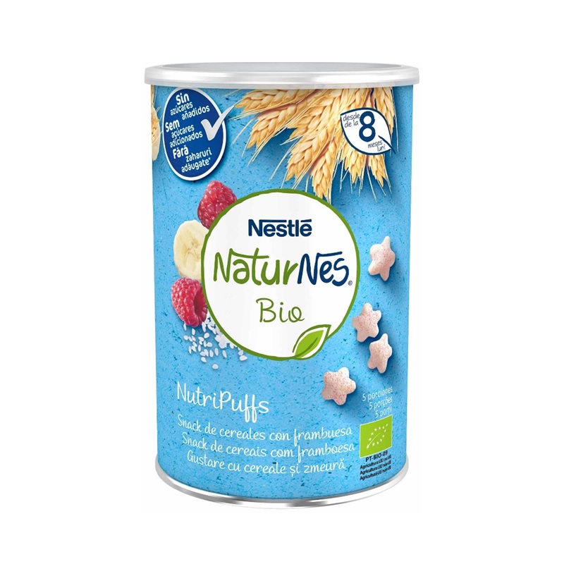 Gustare din cereale si zmeura Bio NaturNes, +8 luni, 35 g, Nestle