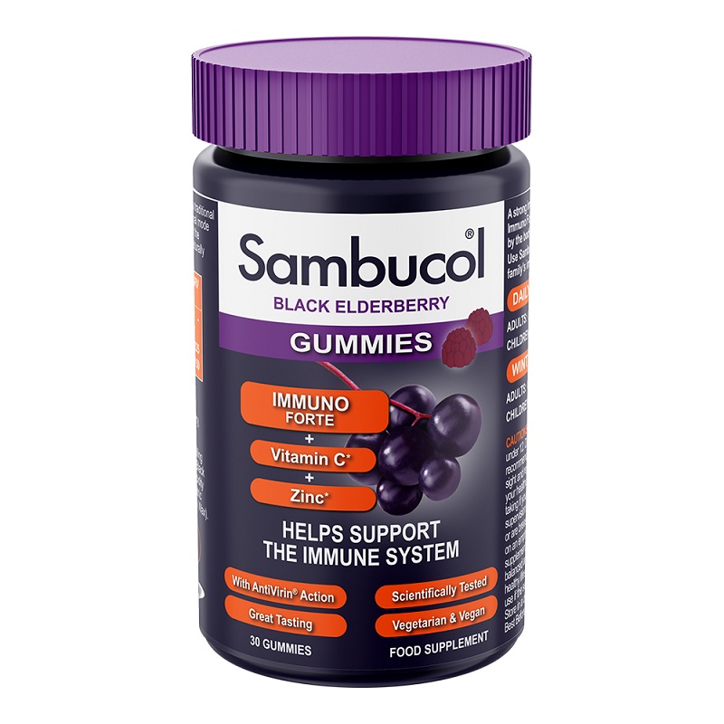 Jeleuri din extract de soc negru cu vitamina C si Zinc Immuno Forte, 30 bucati, Sambucol