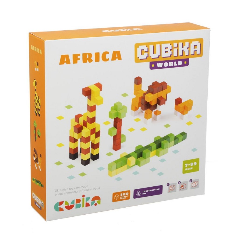 Joc din lemn, Set de constructii Pixel Africa, 7 ani+, 15306, Cubika