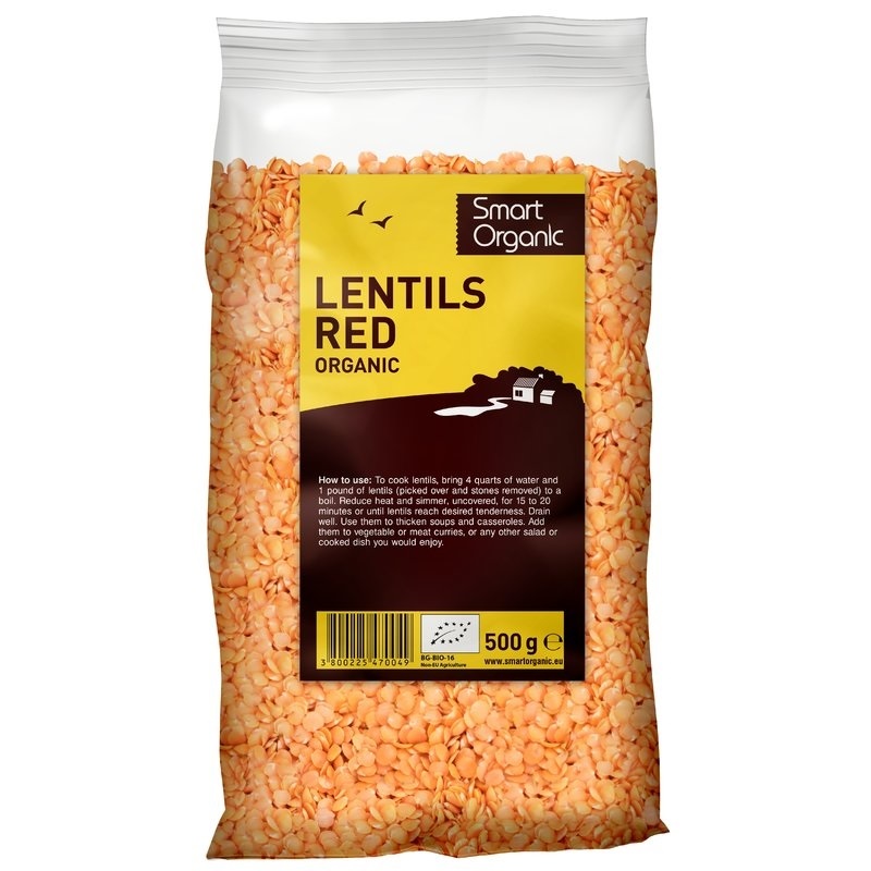 Linte rosie Eco, 500 g, Dragon Superfoods