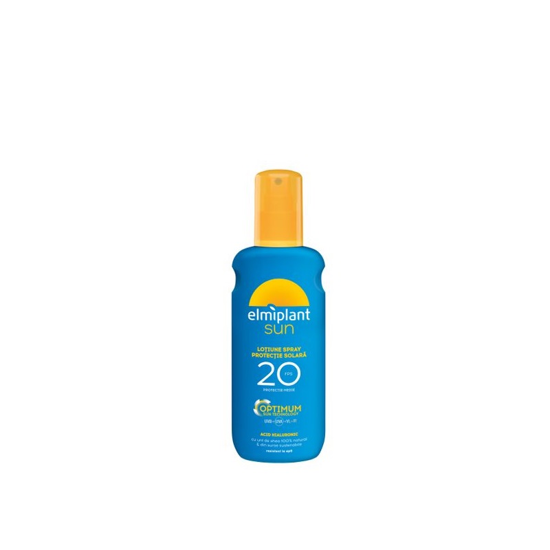 Lotiune spray pentru protectie solara, SPF 20, 200 ml, Elmiplant