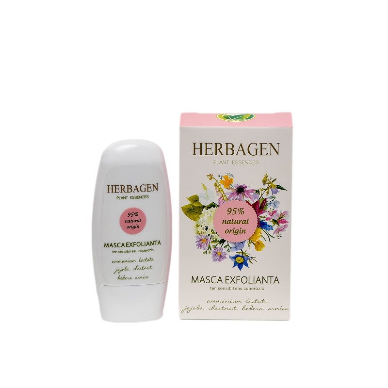 Masca exfolianta pentru ten sensibil sau cuperozic Herbagen, 50g, Genmar Cosmetics