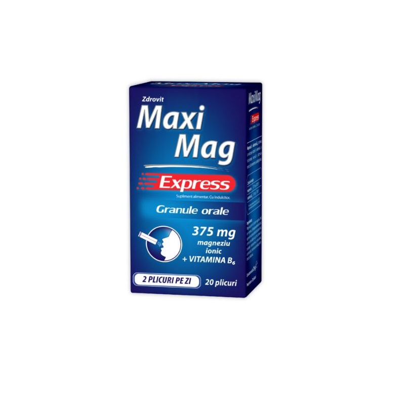 Maximag Express, 375 mg Magneziu Ionic + Vitamina B6, 20 plicuri, Zdrovit