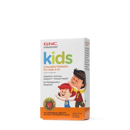 Probiotice masticabile pentru copii cu aroma de capsuni, 4-12 ani, 30 de tablete, GNC Kids