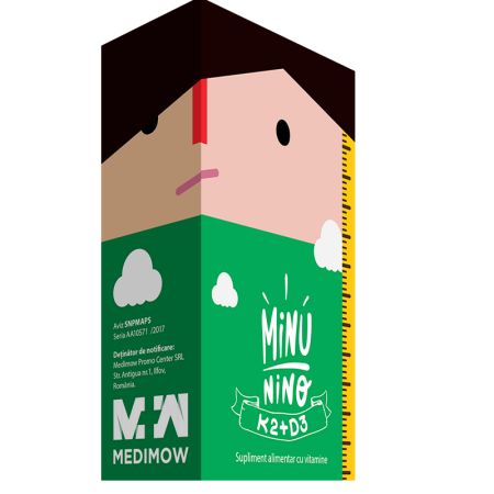 Spray Oral K2 si D3 pentru sugari si copii Minunino, 12.5 ml, Medimow