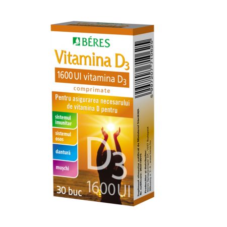 Vitamina D3, 1600UI, 30 comprimate, Beres