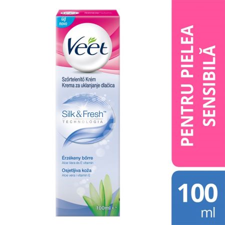 Crema depilatoare pentru piele sensibila Silk and Fresh, 100 ml, Veet