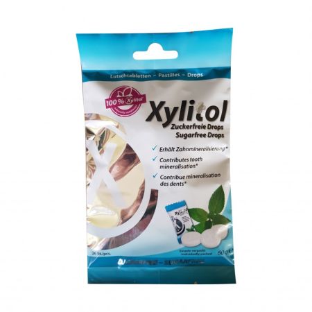Drops-uri anticarie cu Xylitol, aroma de menta, 60 g, Miradent