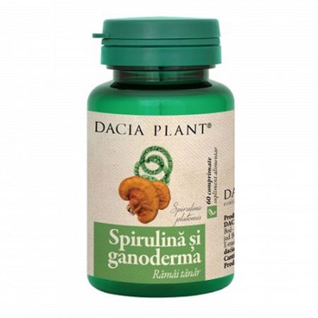 Spirulina si ganoderma, 60 capsule, Dacia Plant