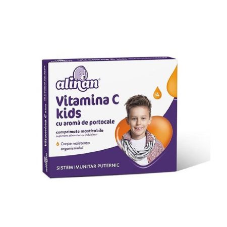 Vitamina C pentru copii cu aroma de portocale Alinan, 20 comprimate, Fiterman Pharma