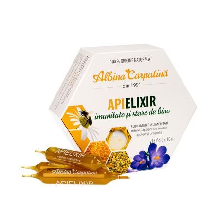 Apielixir, 15 fiole x 10 ml, Albina Carpatina