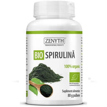 Spirulina Bio organica pulbere, 80 g, Zenyth