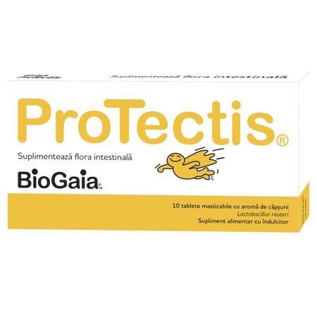 Protectis cu aroma de capsuni, 10 tablete masticabile, BioGaia