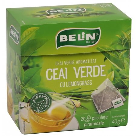 Ceai verde cu Lemongras, 20 plicuri piramidale, Belin